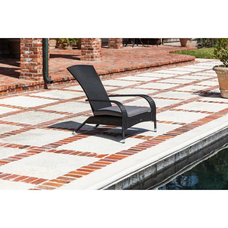 PatioSense Patio Sense Coconino Wicker Chair All Weather Adirondack Style Chair Grey Outdoor Cushion Included - Black