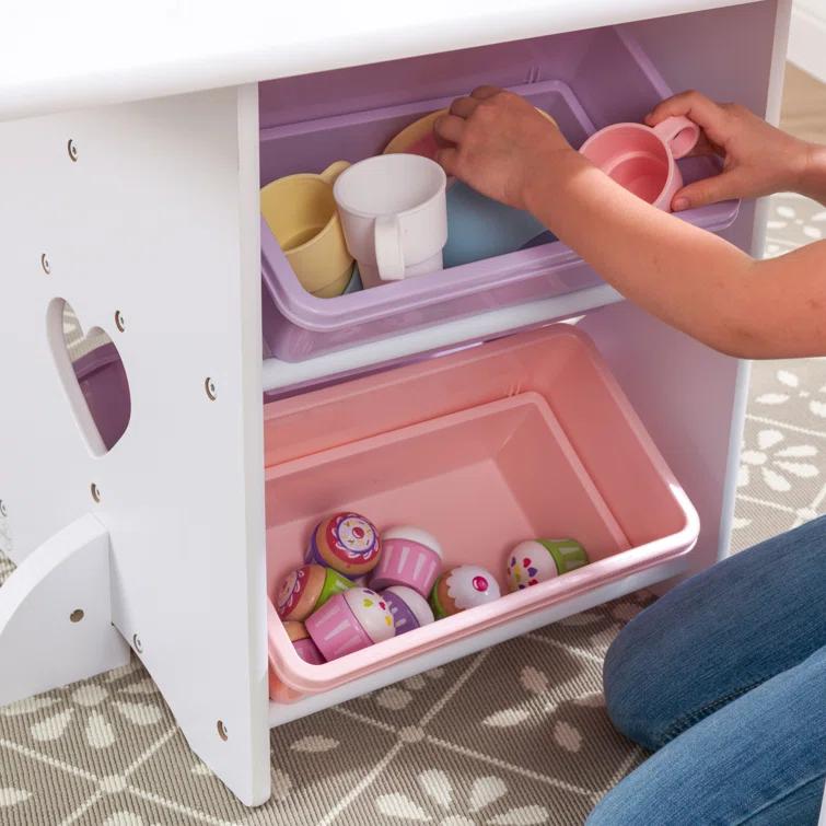 KidKraft Wooden Heart Table & Chair Set with 4 Bins