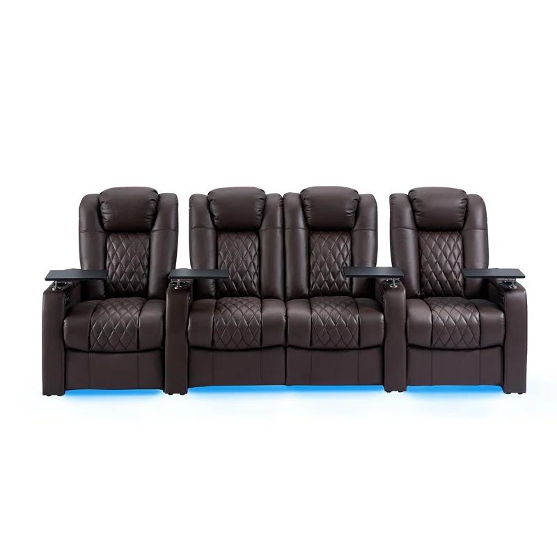 Ivy Bronx Ivy Bronx Leather Home Theater Seating Dual Power Movie Theater Chairs Theater Recliner Sofa