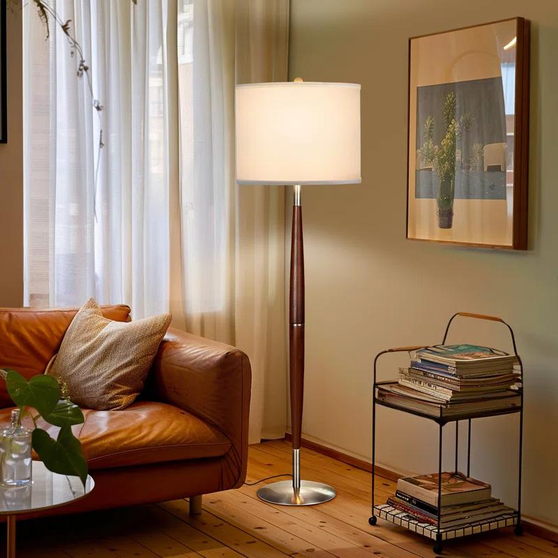 Lucas 61 in. Mid-Century Modern 1-Light LED Energy Efficient Floor Lamp