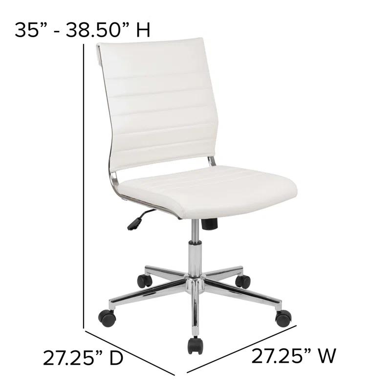 Flash Furniture Mid-Back Armless LeatherSoft Ribbed Executive Swivel Office Chair