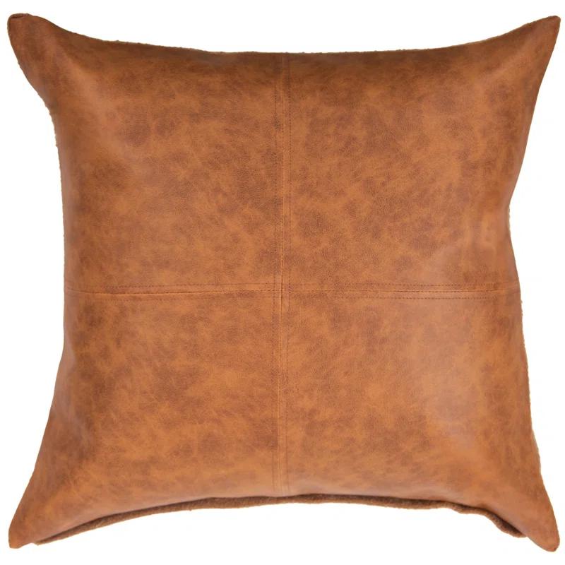 Rizzy Home Faux Leather Throw Pillow