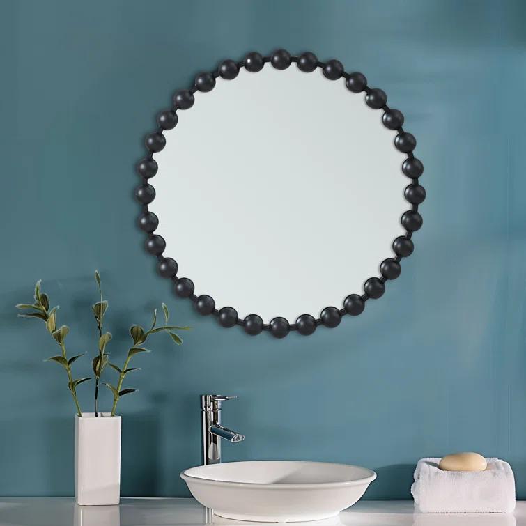 Marlowe Beaded Round Metal Wall Mirror