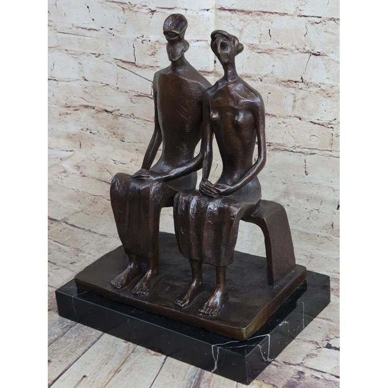 Red Barrel Studio® King And Queen By Henry Moore Abstract Surreal Man  Woman On Bench Statue Sculpture 12 Inches X 9 Inches