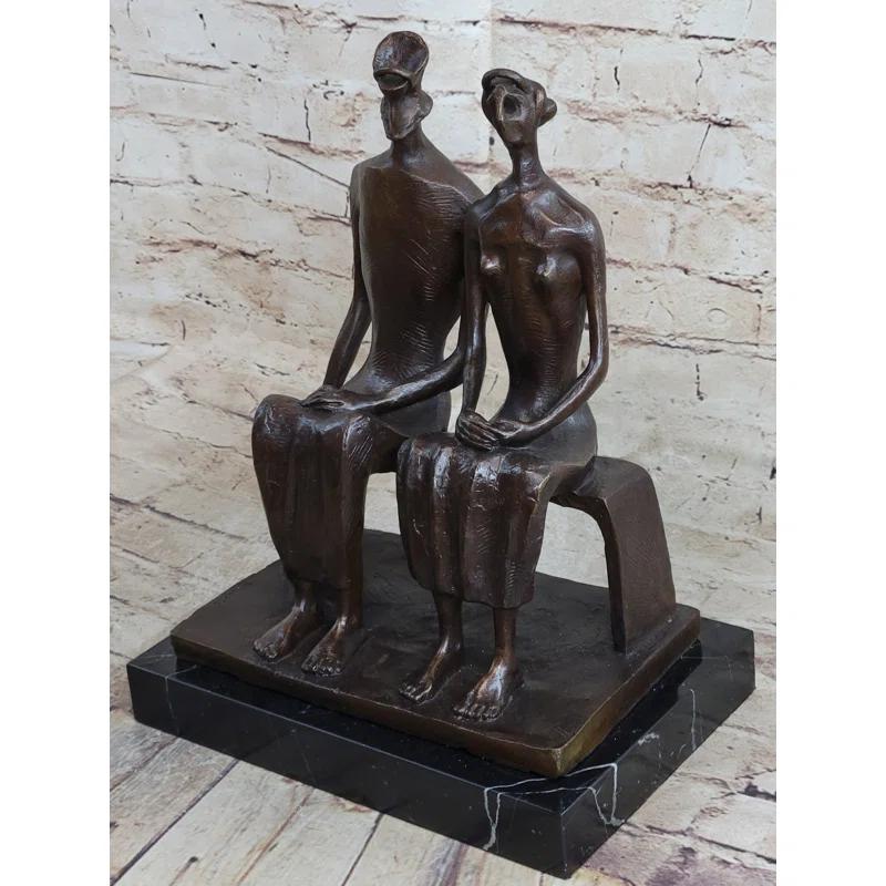 Red Barrel Studio® King And Queen By Henry Moore Abstract Surreal Man  Woman On Bench Statue Sculpture 12 Inches X 9 Inches