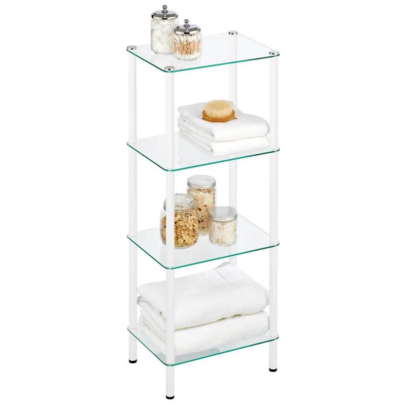 mDesign mDesign 4-Tier Glass/Metal Standing Shelf Organizer Display Unit