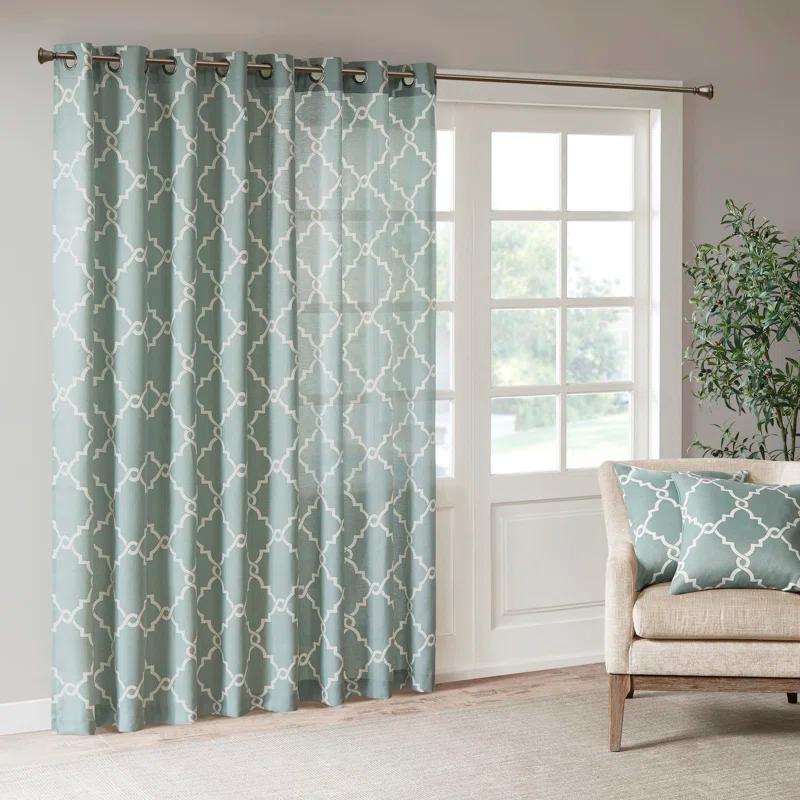 Madison Park Fretwork Print Grommet Top Single Window Curtain Panel