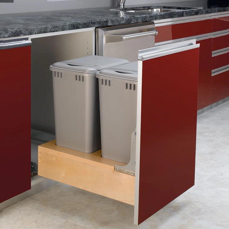 Rev-A-Shelf Rev-A-Shelf Double Pull Out Bottom Mount Trash Can, Gray