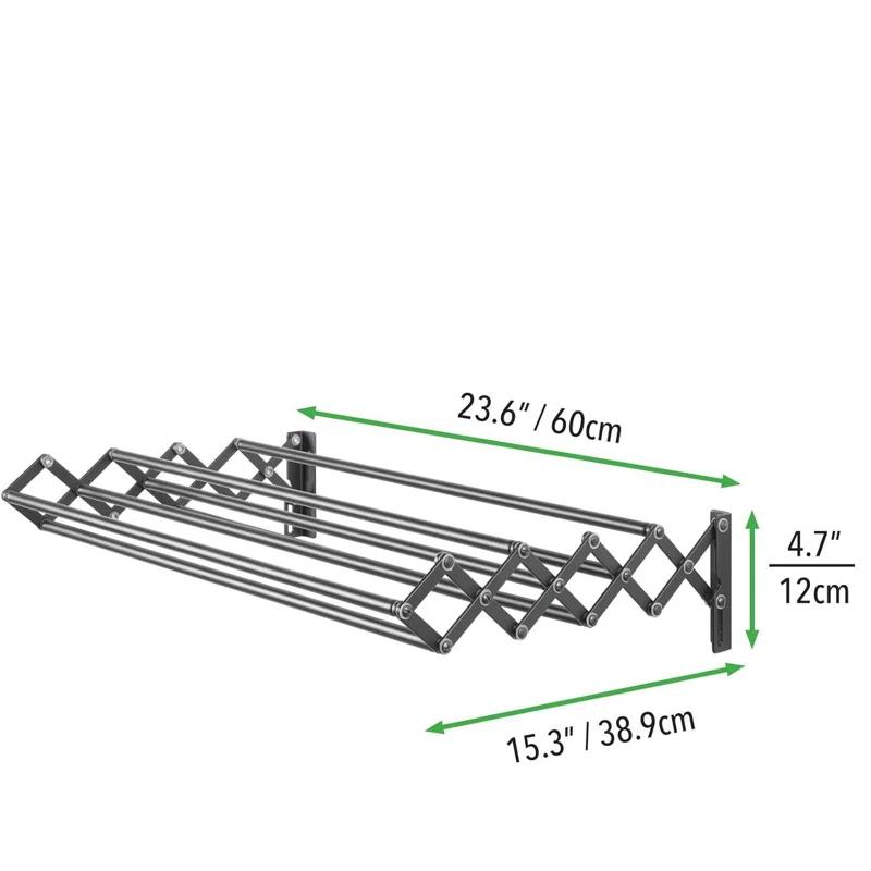 mDesign Expandable Wall Mount Laundry Drying Rack