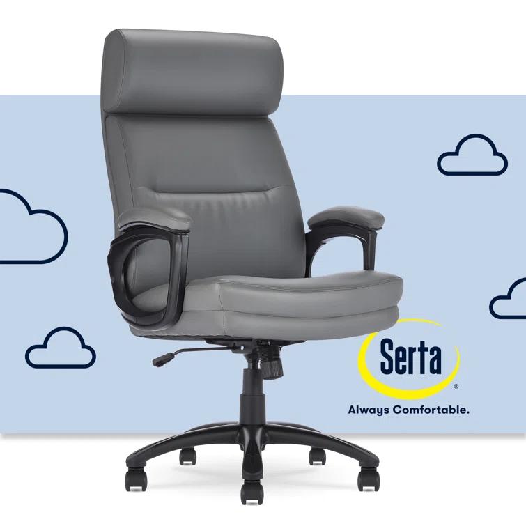 Serta Serta Comfort Executive Big & Tall Office Chair, Ergonomic High-Back, Semi Plush Seat, Padded Arms