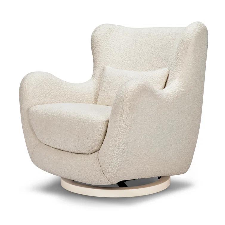 Babyletto x Nursery Works Solstice Ivory Boucle Nursery Glider Chair with Ivory Wood Base