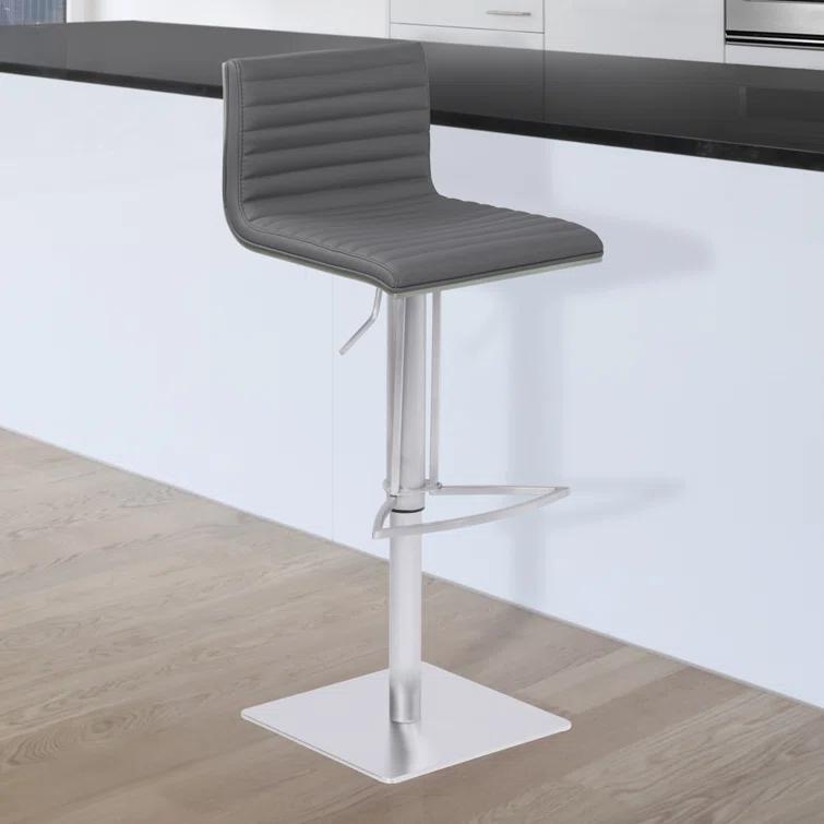 George Oliver Framlingham Cafa Adjustable Swivel Walnut Wood and Stainless Steel Metal Bar Stool