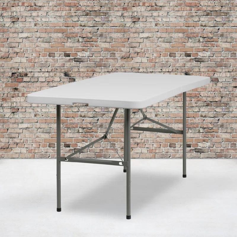 Flash Furniture Noah 30"W x 60"L Bi-Fold Granite White Plastic Folding Table - Banquet Table & Reviews | Wayfair