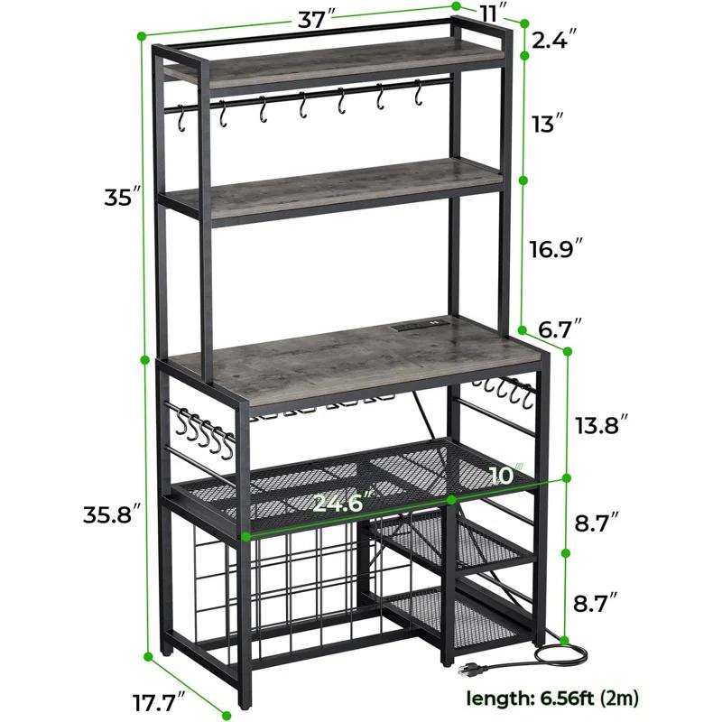 Higginsville Wine Bar Cabinet with Outlet and LED Light