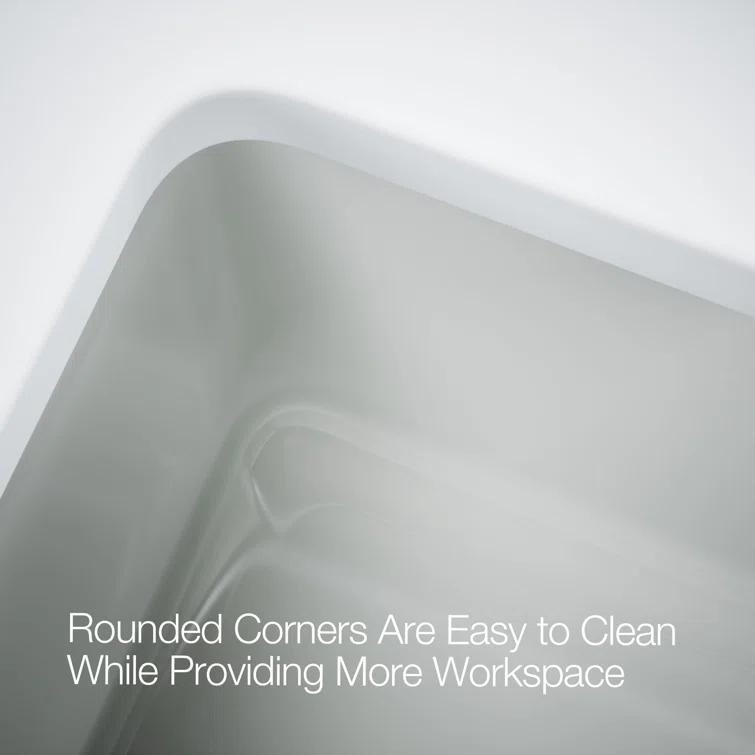 Kohler Riverby 25" L x 22" W x 9-5/8" Bar Kitchen Sink with Basin Rack K-5872-4A1-0