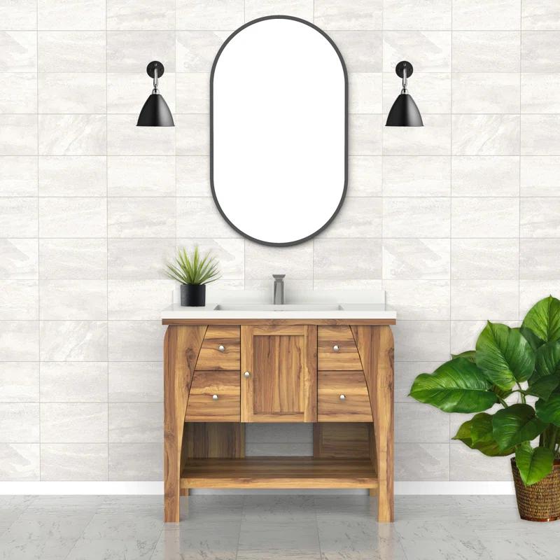 EcoDecors Tranquility by EcoDecors, 36", Teak Bathroom Vanity, Wood Bathroom Vanity, Bathroom Vanity Cabinet, Vanity Bathroom
