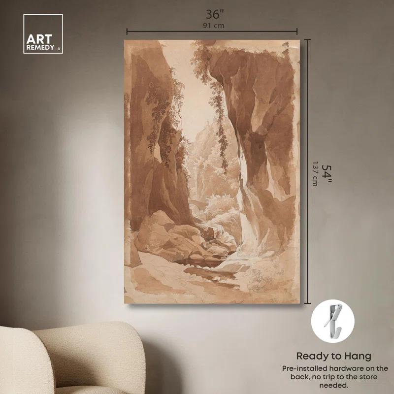 Art Remedy Cliffs Overhanging a River Canvas Vintage Landscape Art by Art Remedy