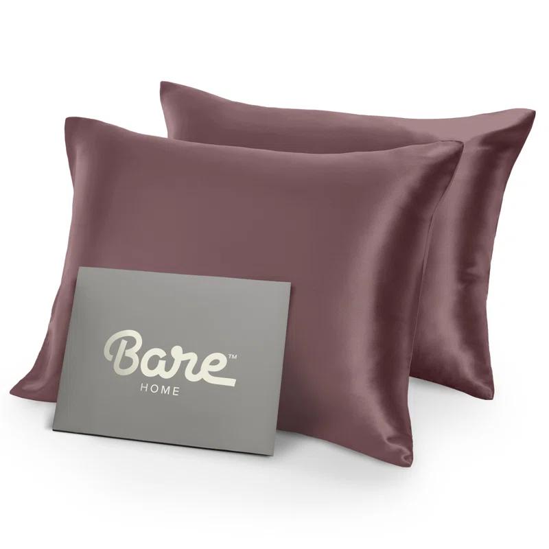 Bare Home Soft Poly Satin Pillowcase Set