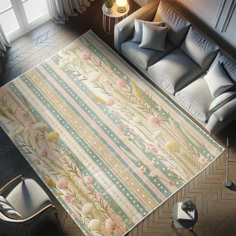 Ambesonne Ambesonne Floral High Density Long Fiber Poly Threads Decorative Area Rug Carpet