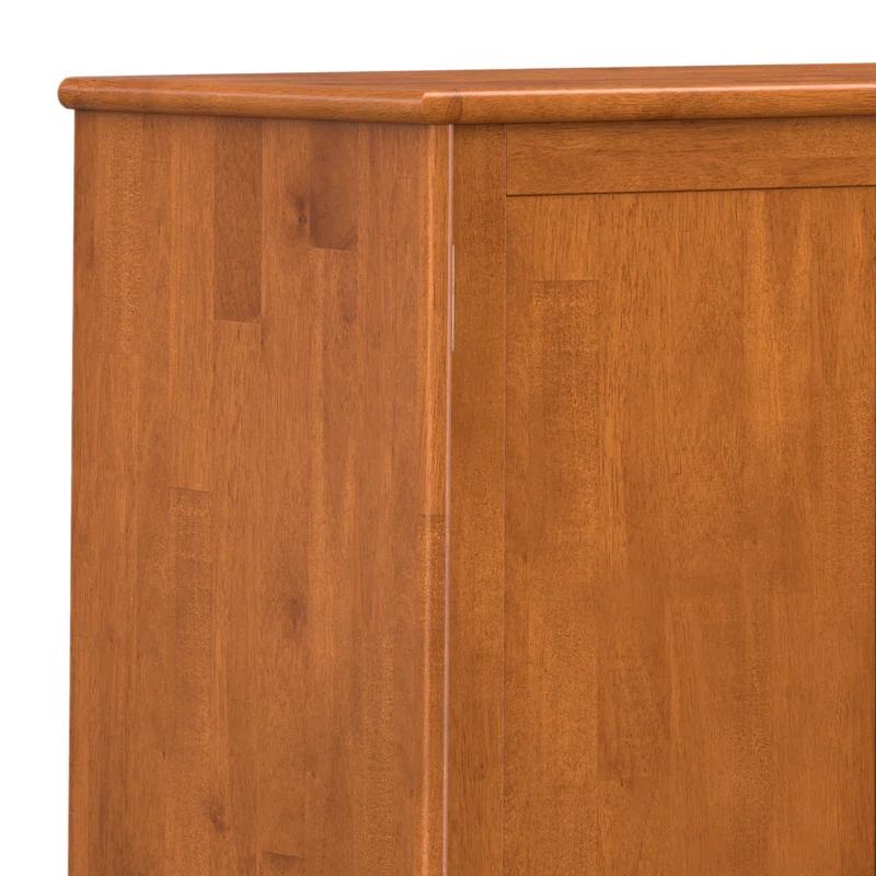 Simpli Home Draper 66"W Solid Hardwood Mid-Century Modern 4-Door Sideboard Buffet with Adjustable Shelves