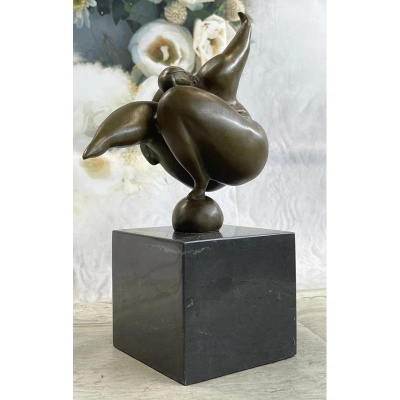 Williston Forge Curvy Woman Abstract Modern Art Bronze Statue Sculpture Girl Balancing 10 Inches X 7 Inches