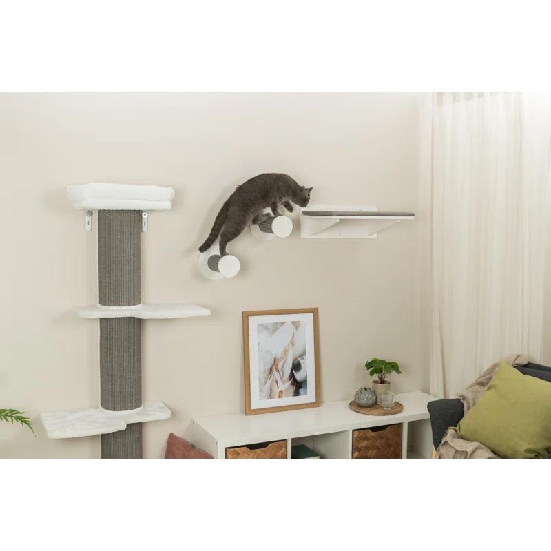 TRIXIE Wall Set 3, Indoor Wall Mounted Cat Climbing System, 3 Sisal Climbing Steps, Jumping Platform, Perches