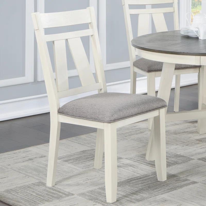 Gracie Oaks Set Of 2 Dining Chairs With Upholstered Seat, Grey And White