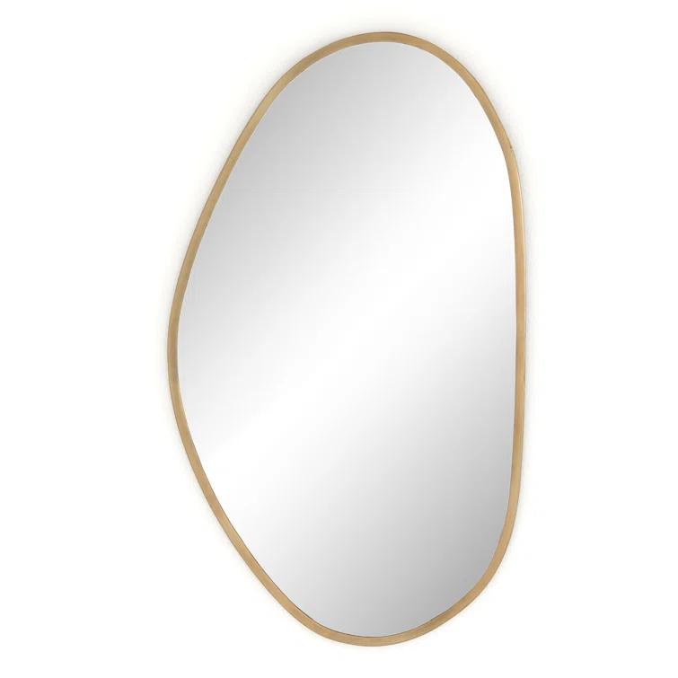 Contemporary Gold-Finish Wood Rectangular Wall Mirror 20.75x35.50