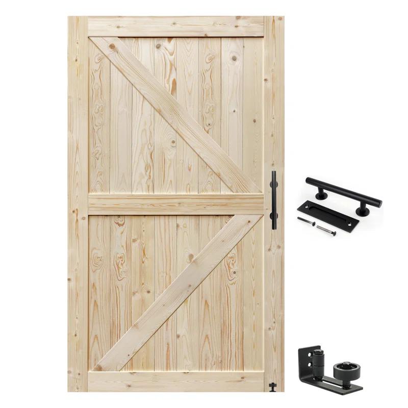 S&Z TOPHAND Barn Door, Unfinished British Brace Barn Door/Country Style/Solid Wood/Sliding Door/Durable