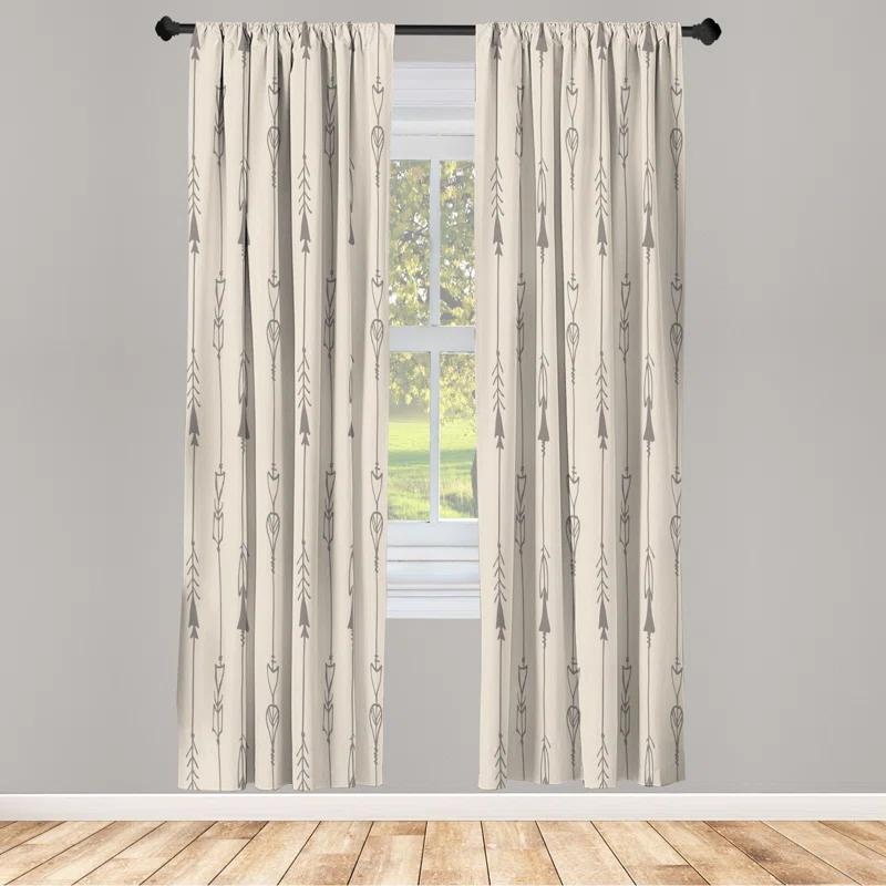 Ambesonne Microfiber Arrow Semi-Sheer Rod Pocket Curtain Panels (Set of 2)