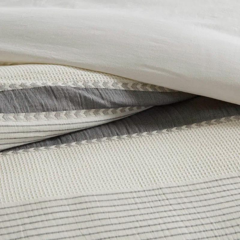 Murphy Oversized Cotton Jacquard Comforter Set With Euro Shams And Throw Pillows