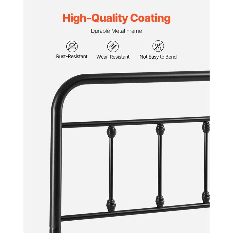 Rosalind Wheeler Metal Headboard, Queen Size Headboard with Adjustable Height, W59.65 x H40.55 x D1.5 inches, Ideal for Bedroom, Hotel, Homestay, Dormitory, Black