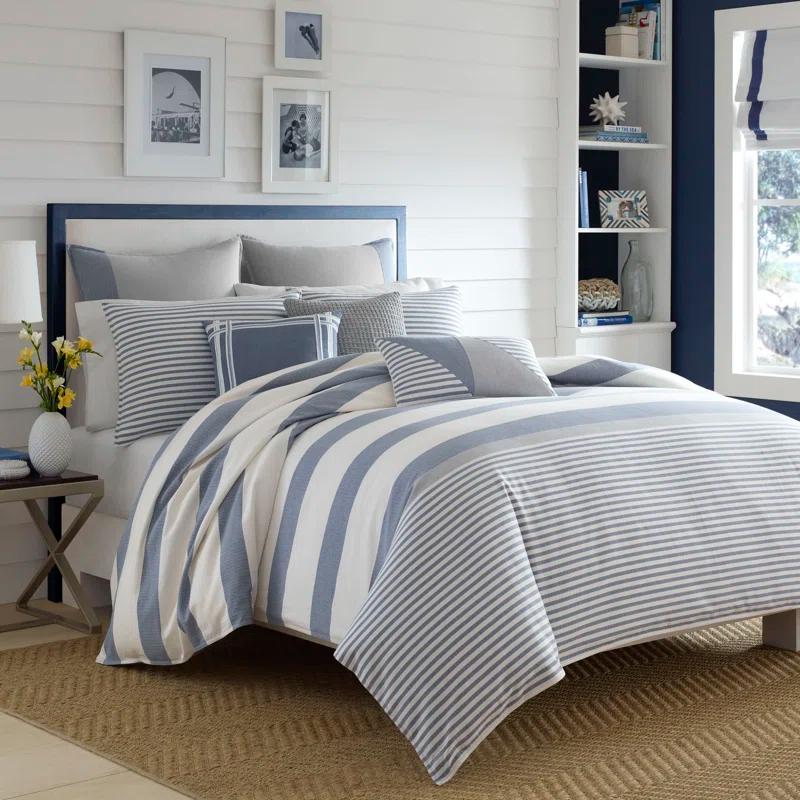Nautica Nautica Fairwater Blue Cotton Reversible Comforter Set