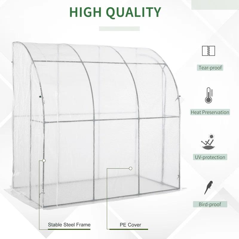Outsunny 84" W x 84" D Lean-To Greenhouse