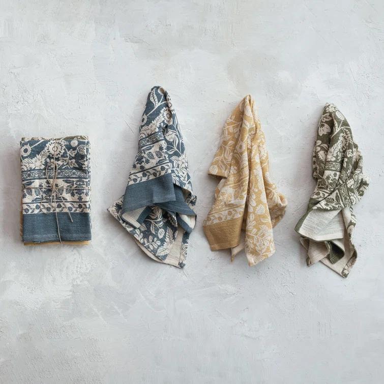 Creative Co-Op Blossom Cotton Tea Towel, Multicolor, Set of 3