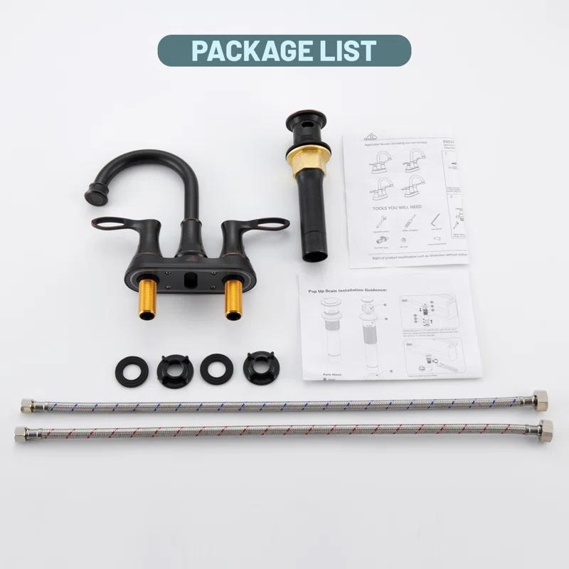 CASAINC KCL0014-ORB 4-inch Centerset Bathroom Faucet with Drain