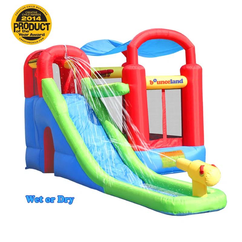Bounceland Inflatable 8.5' x 17.5' Bounce House Water Slide and Air Blower