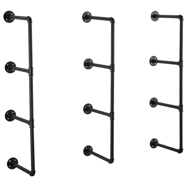 17 Stories Industrial Pipe Shelf 4 Tier 3PCS 11.8in W Wall-Mount Planks NOT Included