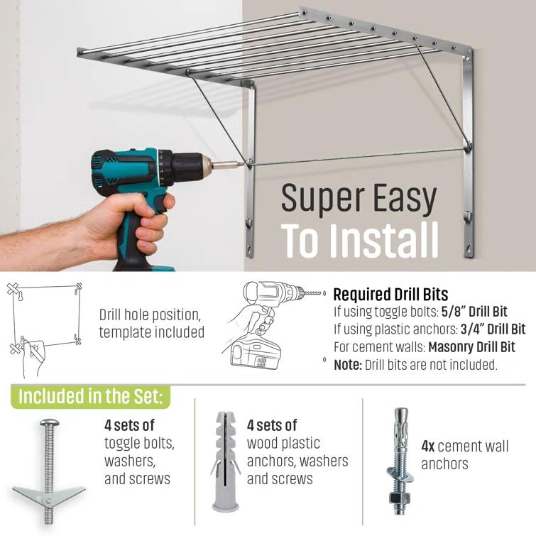 Rebrilliant Stainless Steel Foldable Wall Mounted Drying Rack