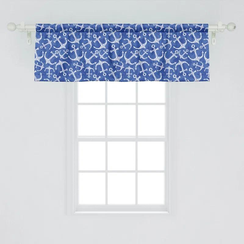 Ambesonne Ocean Valance Pack of 2 Marine Life Equipments Azure Blue White