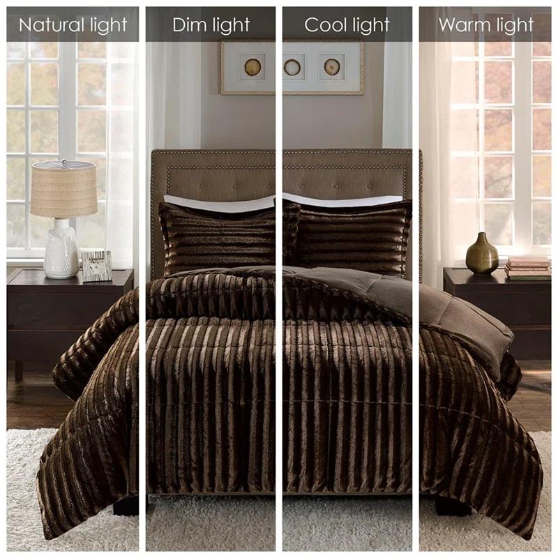 Madison Park Faux Fur 3 Piece Comforter Set