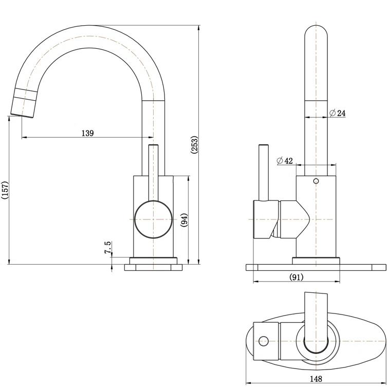 VIBRANTBATH Single-Hole Single-handle Bathroom Faucet 6025-Black