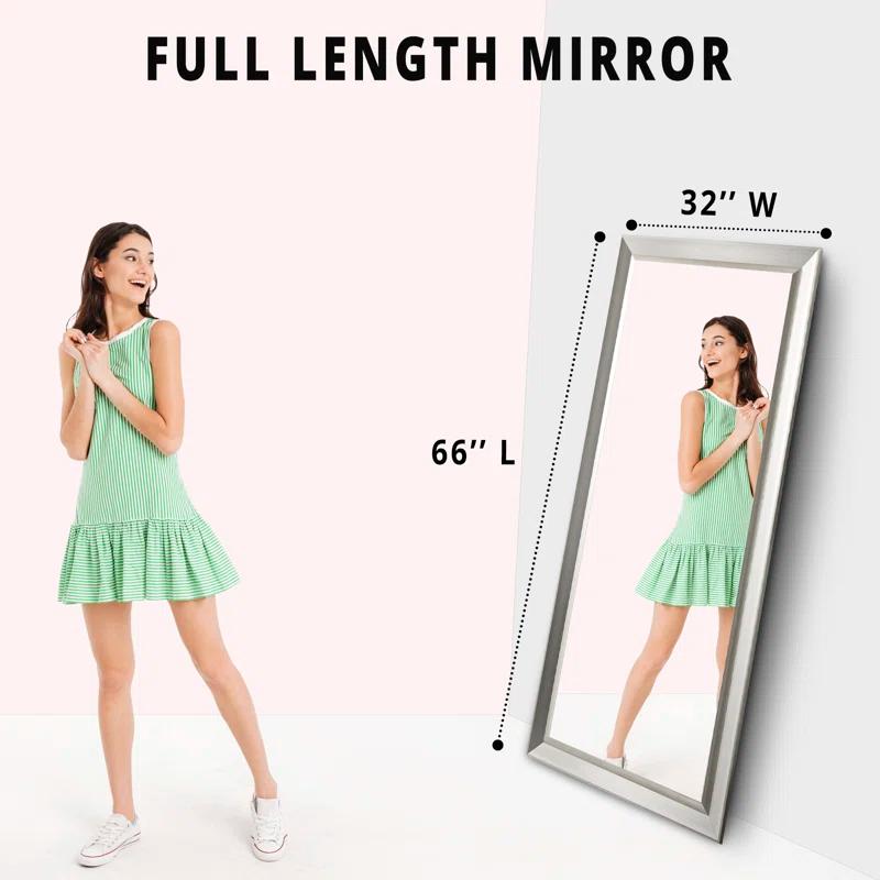 Red Barrel Studio® Chappell Beveled Full Length Huge Floor Mirror XL Mirror Large Standing Silver Floor Mirror