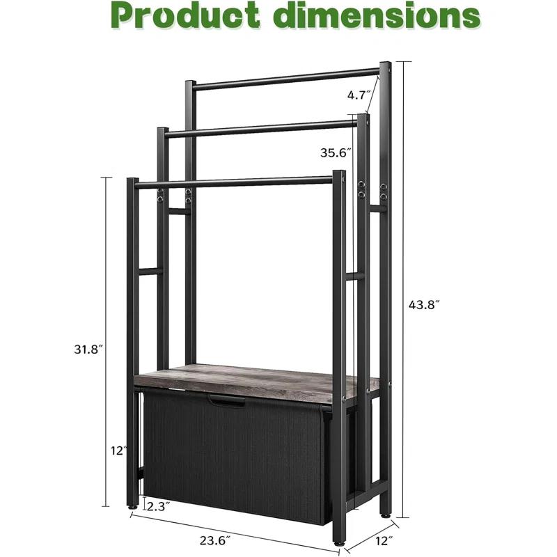 Freestanding Towel Rack With Drawers, SDXYSTCE 3 Tiers Standing Blanket Racks For Bedroom, 23.6" L X 11.8" W X 43.3" H, Blanket Holder With Shelf, Upgrade Steady Design,