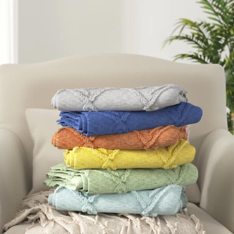 Evette Rios Terracotta Fringed Handmade Woven Throw Blanket & Reviews | Wayfair
