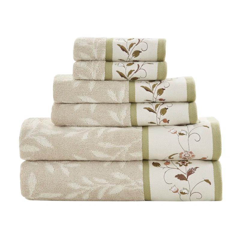 Madison Park Raheem Embroidered Cotton Jacquard Towel Set (Set of 6)
