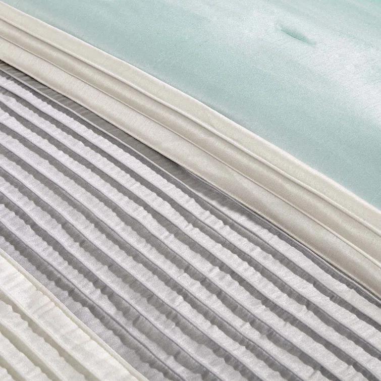 Madison Park Amherst 7 Piece Striped and Pleated Comforter Set