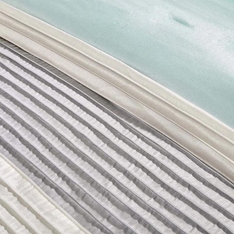 Madison Park Amherst 7 Piece Striped and Pleated Comforter Set