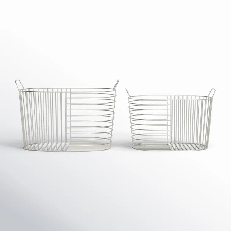 Abbie Metal Basket With Handles - Set of 2