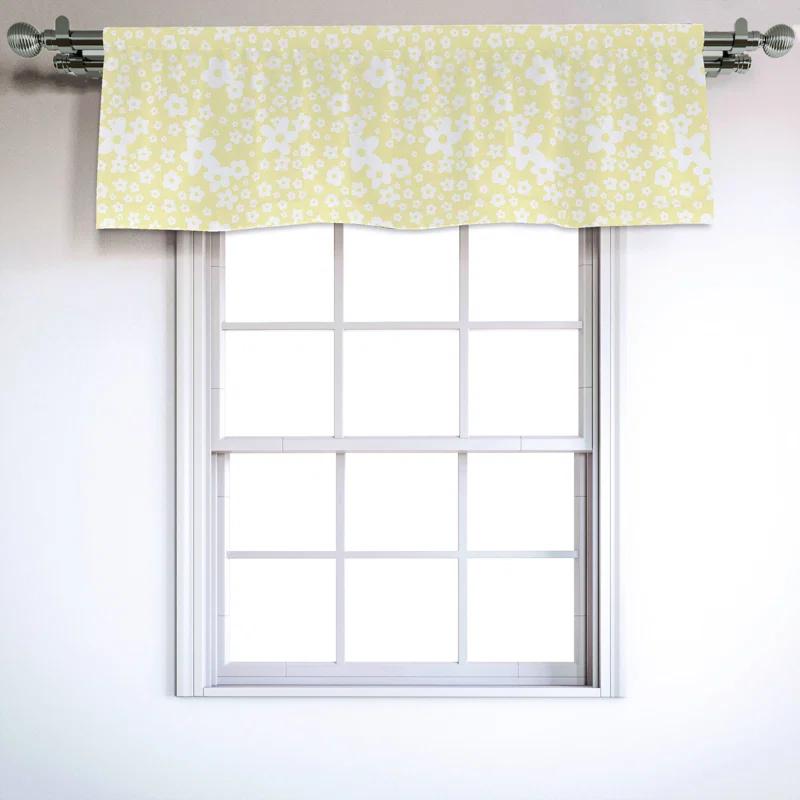 Floral Sateen Ruffled 54'' W Window Valance in